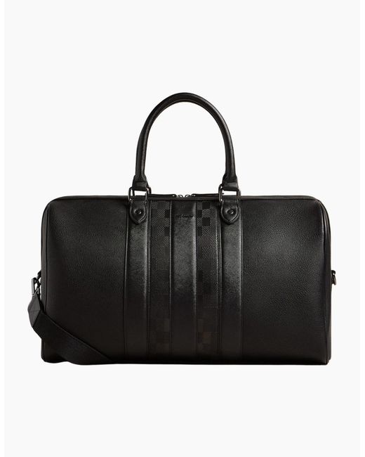 Ted Baker Black Waylin House Check Pu Holdall Bag for men