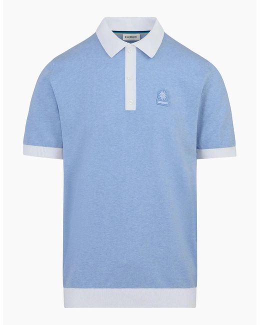 Sandbanks Blue 3-Button Knitted Polo Dusty for men