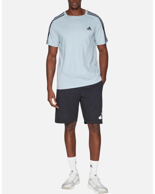 Adidas Blue Essential Shorts Poly Cotton Dri Fit Sportswear Summer Beach Bermuda for men