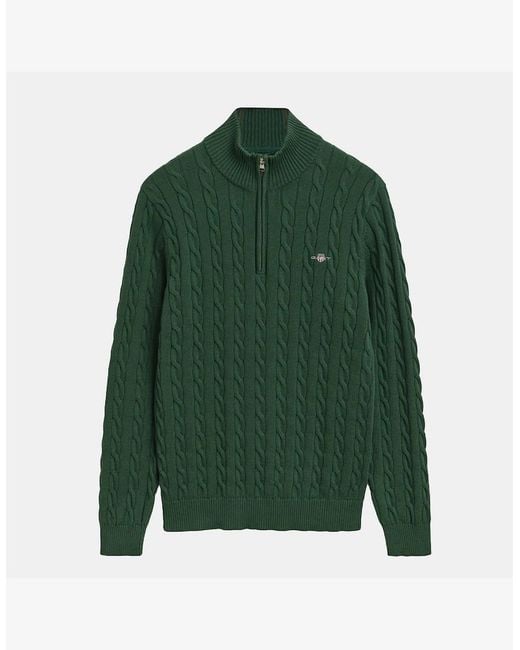 Gant Green Cable Half Zip Fleece for men