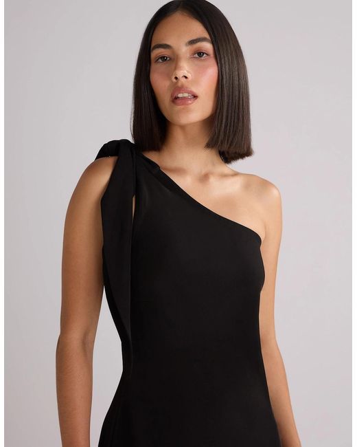 Ro&zo Black Charlotte Crepe One Shoulder Maxi Dress