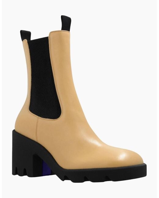 Burberry White Stride Platform Custard Chelsea Boots