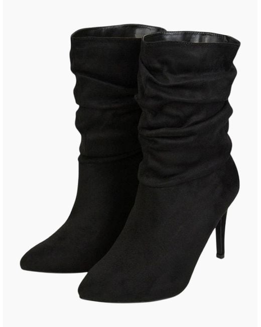 XY London Black Ladies Velma Ruched High Stiletto Heel Ankle Boots