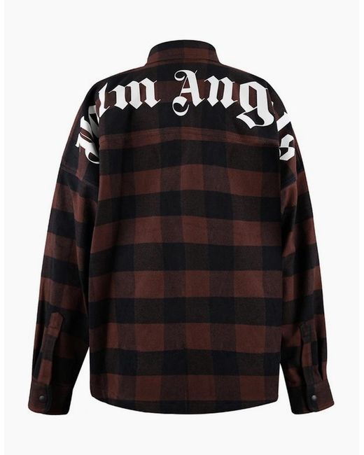 Palm Angels Black Classic Logo Flannel Overshirt Jacket for men