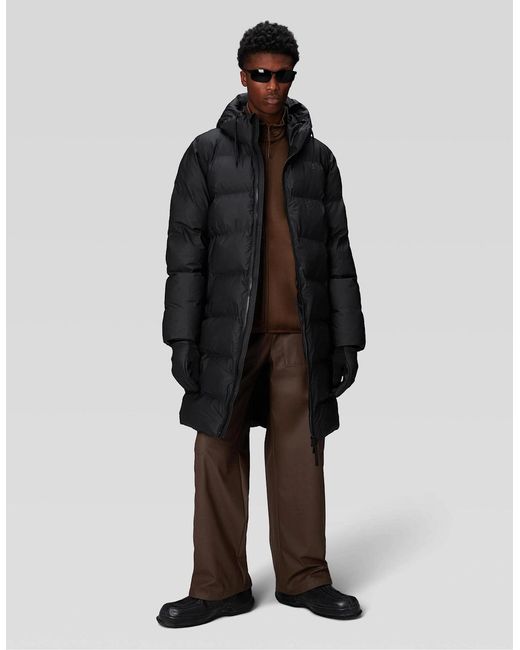 Rains Gray Alta Long Puffer Jacket