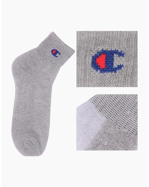 Champion Gray Ankle Socks 3X Pack Regular Cotton Sports Trainer Socks L for men