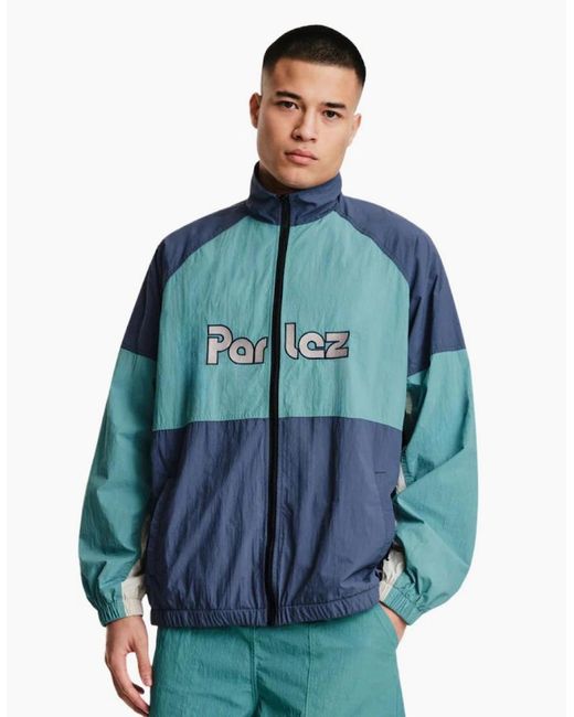 Parlez Blue Rail Leaf Track Jacket for men