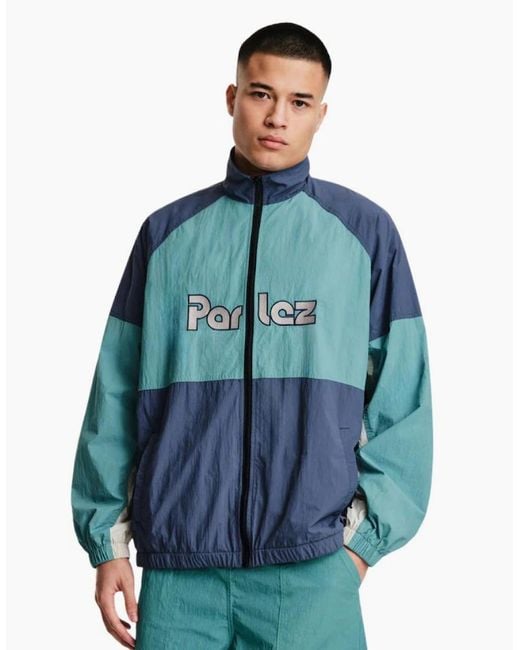 Parlez Blue Rail Leaf Track Jacket for men