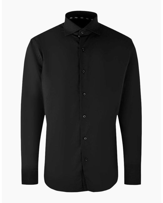 Aquascutum Black Plain Long Sleeve Shirt for men