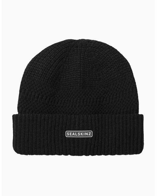 SealSkinz Black Gressenhall Textured Stripe Beanie for men