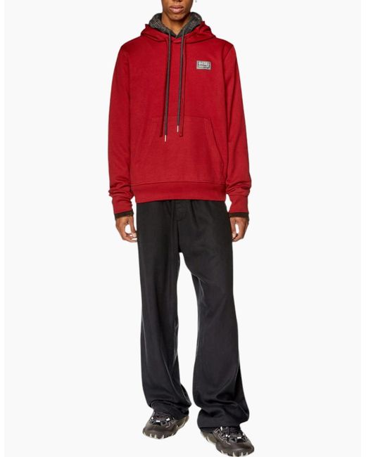 DIESEL Red S-Ginn-Sp 0Hayt Pullover Hoodies Drop Shoulder Oversized Sweatshirts for men