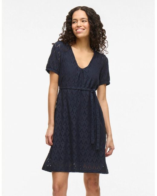 Vila Blue Amalina V-Neck Short Sleeve Dress Blazer