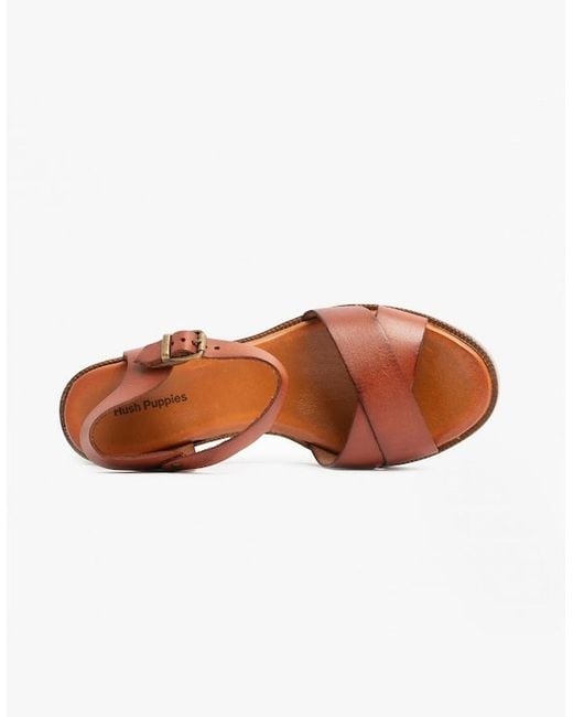 Hush Puppies Brown Georgia Leather Sandals Tan