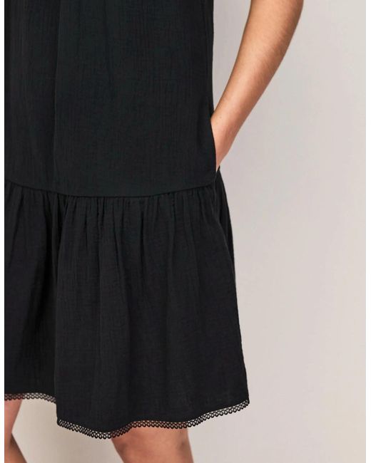 Ro&zo Black Cheesecloth Frill Neck Mini Dress