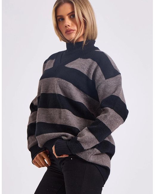 Gini London Blue Wide Stripe Oversized Jumper