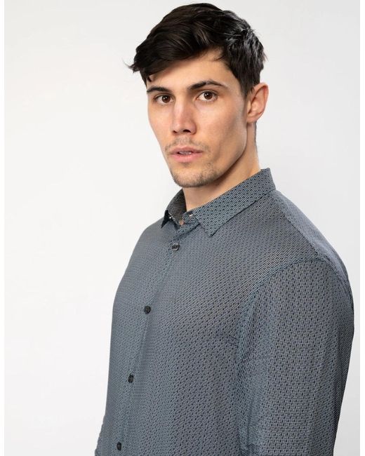ARMANI EXCHANGE Gray Long Sleeve Pattern Print Shirt for men