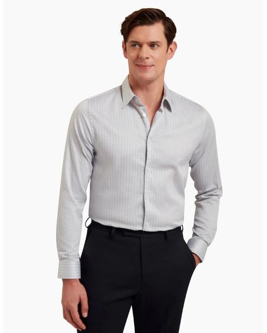 Ted Baker Gray Tamaso Slim Herringbone Print Shirt for men