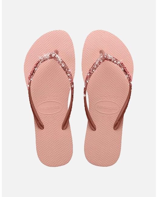 Havaianas Pink Slim Glitter Flip Flops
