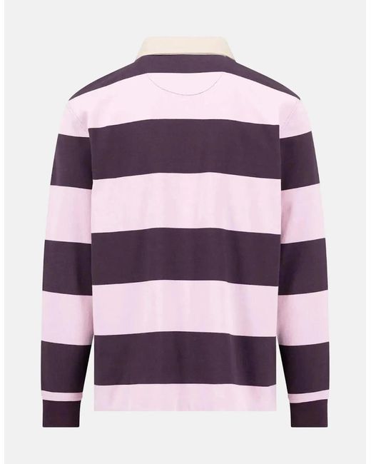 Fynch-Hatton Purple Striped Rugby Shirt Aubergine for men