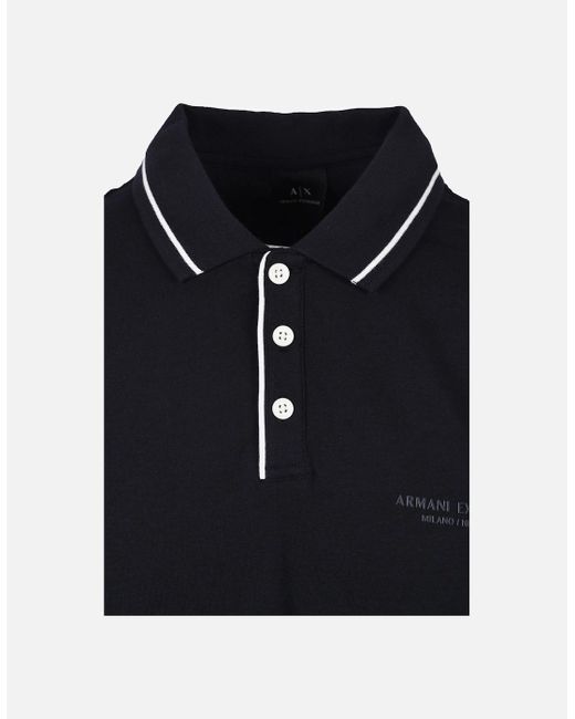ARMANI EXCHANGE Black Jersey Polo Shirt Deep for men