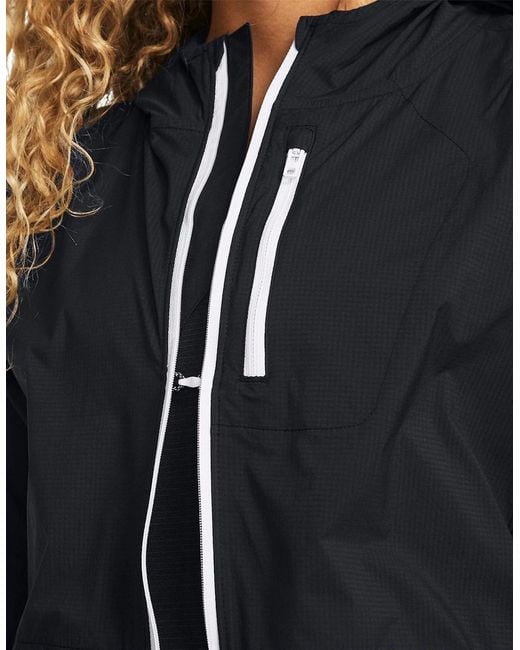 Under Armour Blue Launch Solid Patterned Hooded Running Jacket