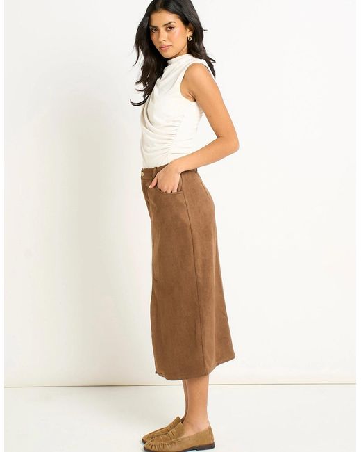 Gini London Natural Faux Suede Pencil Skirt