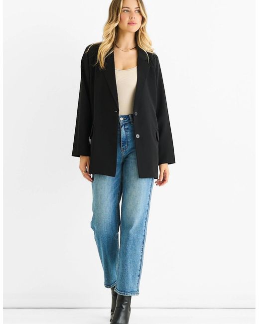 Gini London Blue Tailoring Oversized Draped Blazer