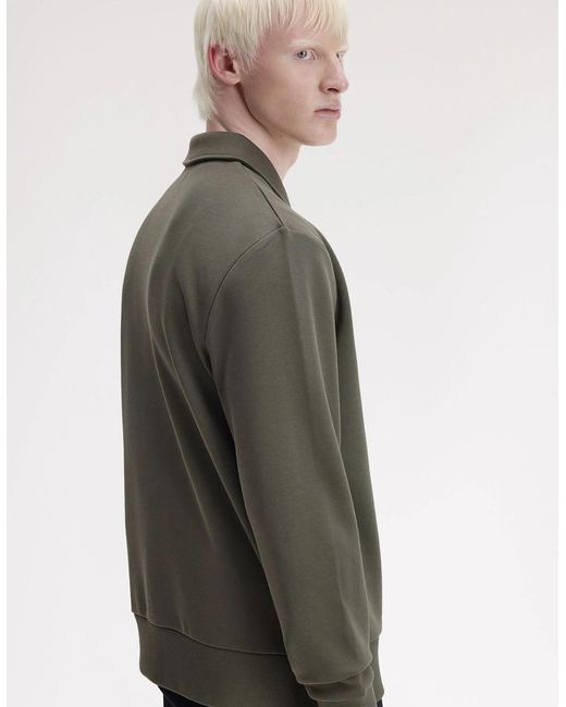 Fred Perry Green M2426 Half Zip Collared Sweatshirt for men
