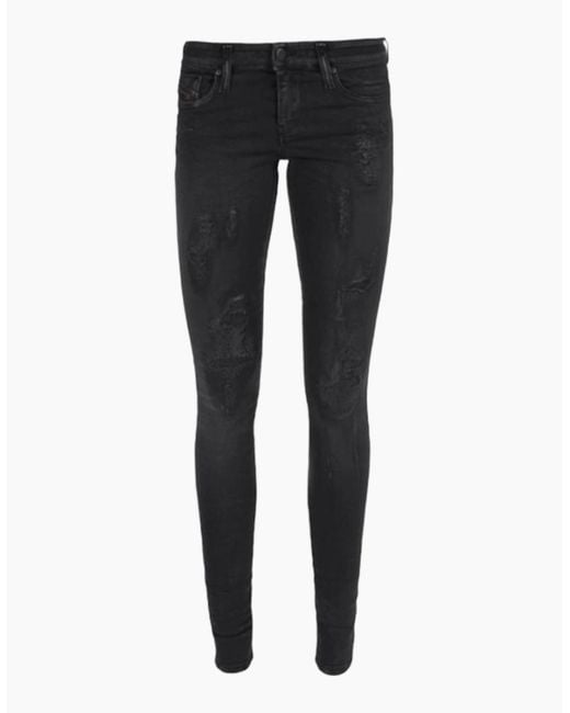 DIESEL Blue Skinzee Low 0857J Jeans Slim Fit Dna Casual Distressed Denim Pants