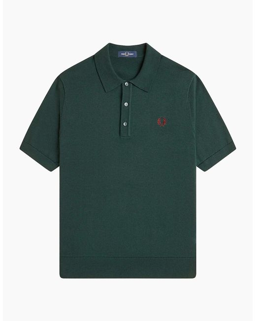 Fred Perry White Cotton Knitted Polo Shirt for men