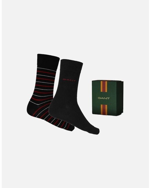 Gant Black 2-Pack Multi Stripe Socks Gift Set for men