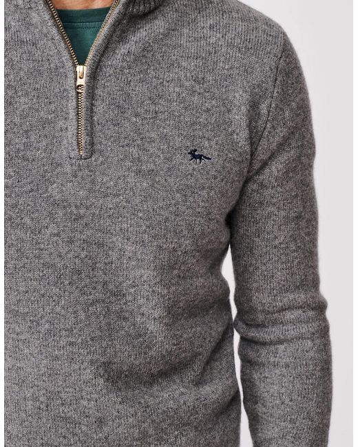 aubi Gray Pepper Lambswool Zip Neck for men