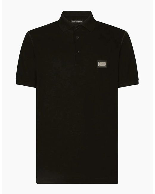 Dolce & Gabbana Black Logo Polo Plaque Shirt for men