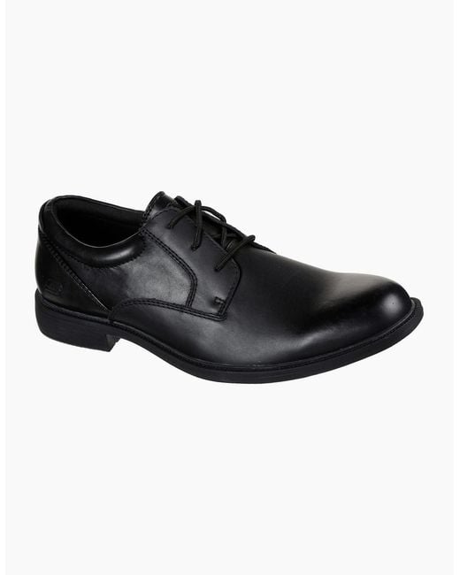 Skechers Black Dreston Rasmiss Leather Standard Lace-Up Shoes for men