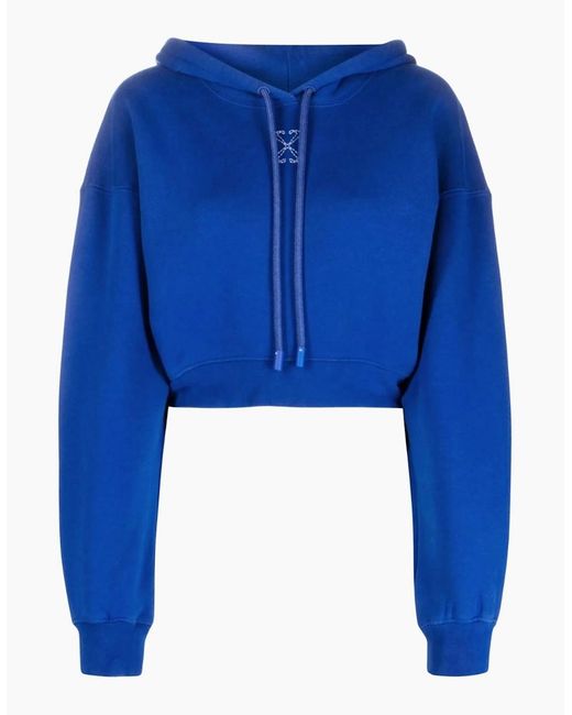 Off-White c/o Virgil Abloh Blue Embr Mini Arrow Crop Hoodie