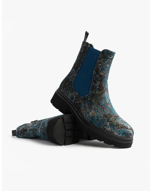 Heavenly Feet Blue Zeta Meadow Velour Chelsea Boots Velour