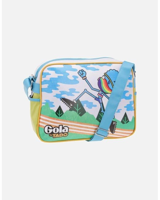 Gola Blue Printed Shoulder Bag With Zip And Multiple Pockets
