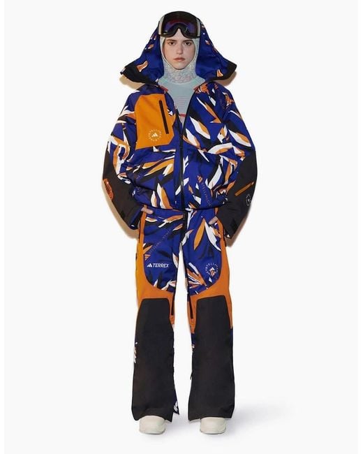Adidas Blue Abstract Patterned Regular Fit Ski Pants