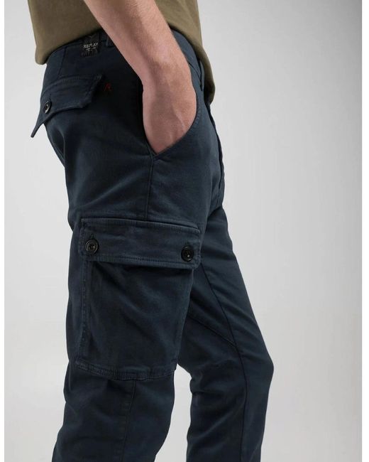 Replay Blue Jaan Cargo Trousers 010 for men