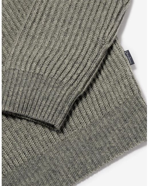 Oliver Sweeney Gray Ribbed Wool Blend Crew Neck Jumper for men