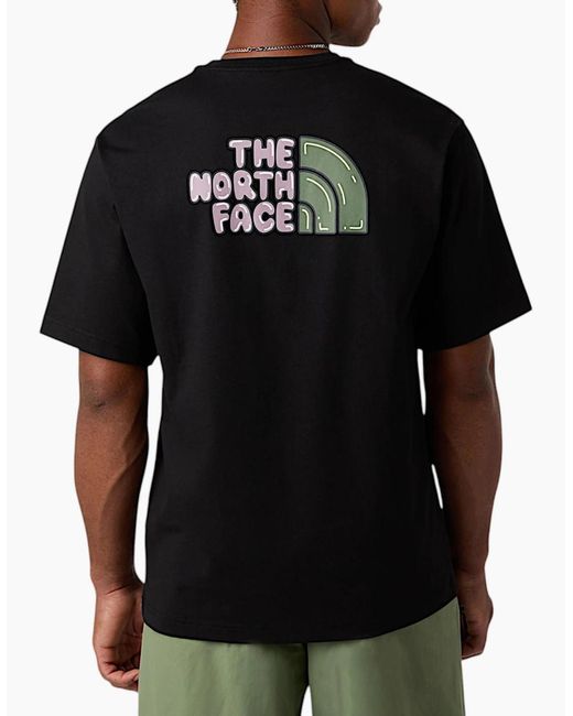 The North Face Black T Shirts Bubble Logo Relaxed Fit Crew Neck Summer Tee for men