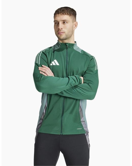 Adidas Green Tiro24 Funnel Neck High Collar Athletic Jacket for men