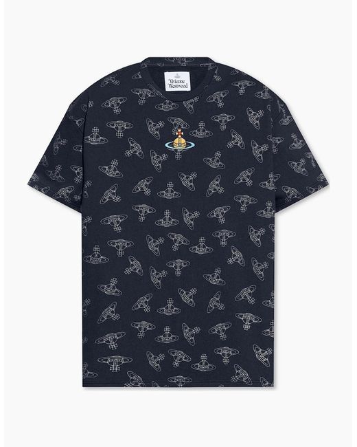 Vivienne Westwood Blue All Over Orb Oversized T-Shirt for men