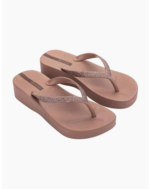 Ipanema Pink Mesh Chic Platform Flip Flops