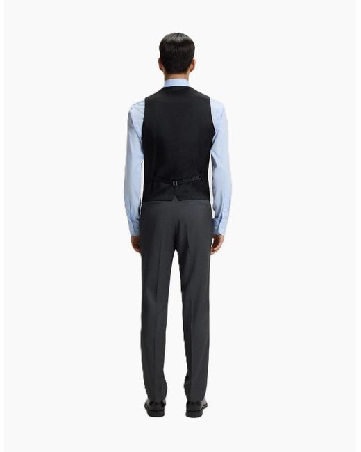Boss Blue Solid Patterned Waist Tab Waist Coat for men