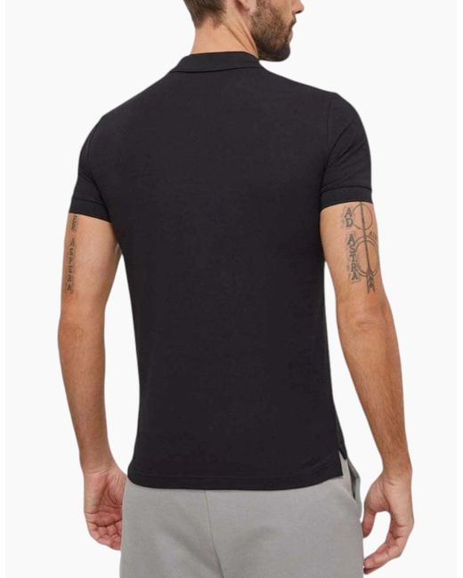 Armani Black Polo Shirts Slim Fit Short Sleeve Cotton for men