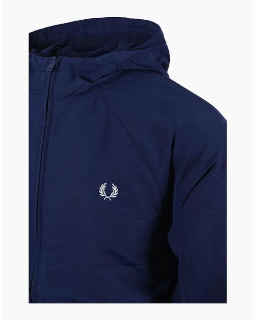 Fred Perry Blue Hooded Shell Jacket French for men