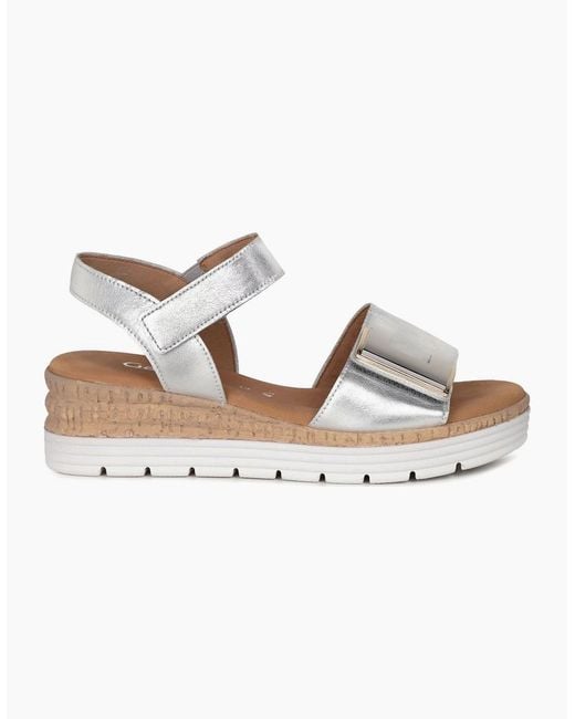 Gabor White Shout Wedge Heel Sandals