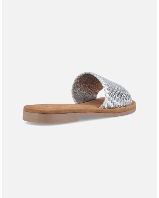Hush Puppies White Hetty Slide Leather Wide Sandals