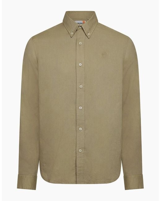 Timberland Green Lovell Lake Button Down Collar Long Sleeve Shirt for men